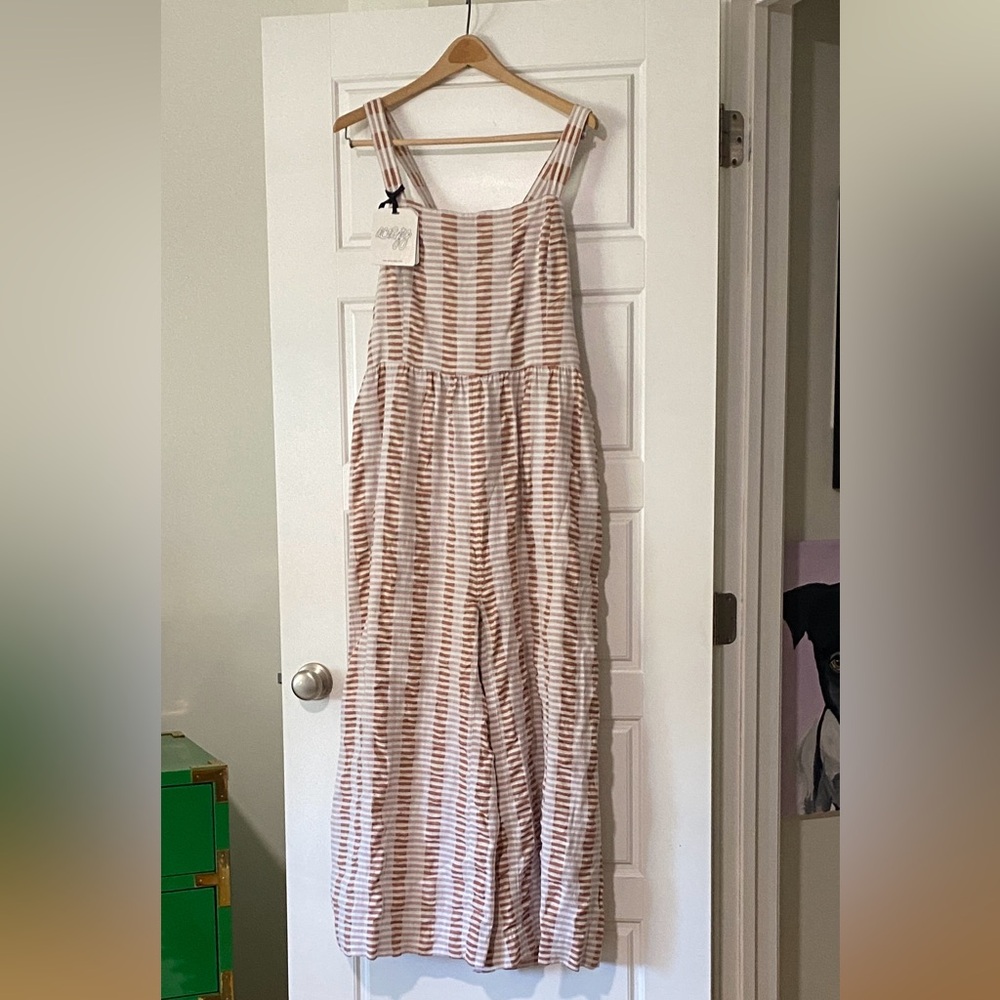 Ace & Jig Cream and Tan Striped Linen Jumpsuit